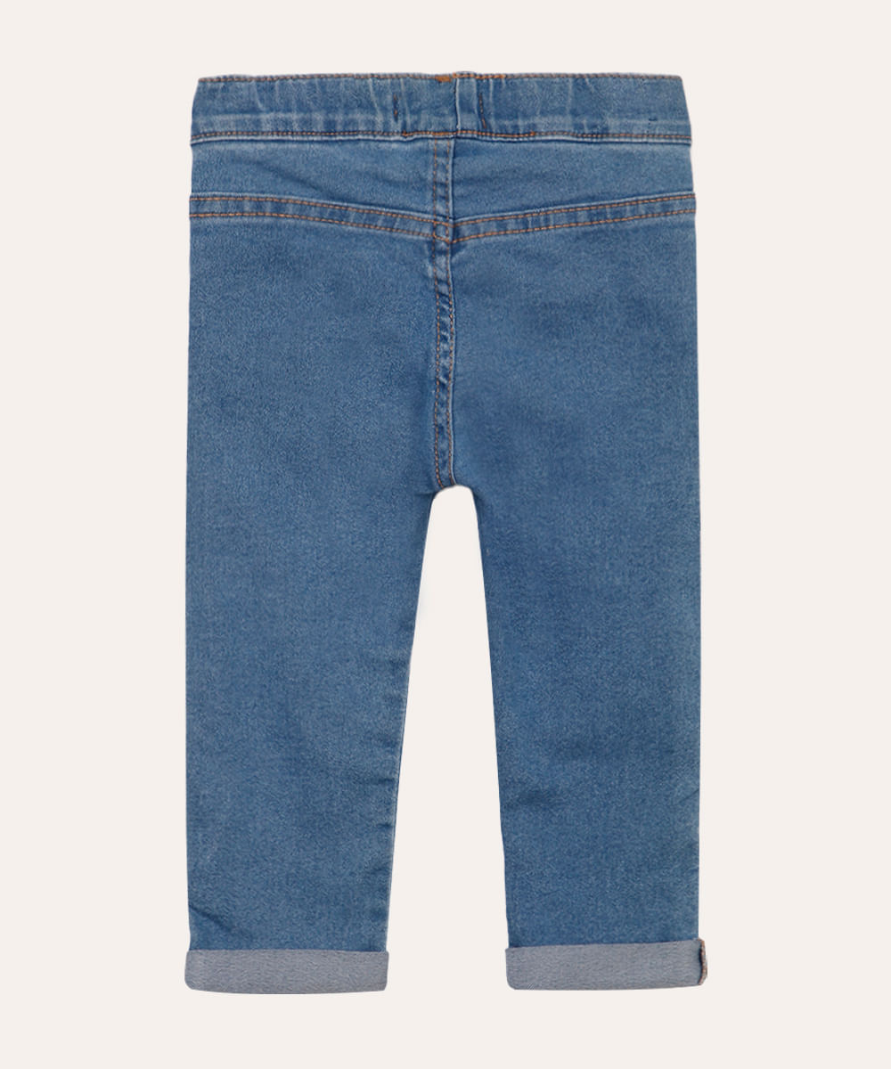 calça legging infantil jeans azul