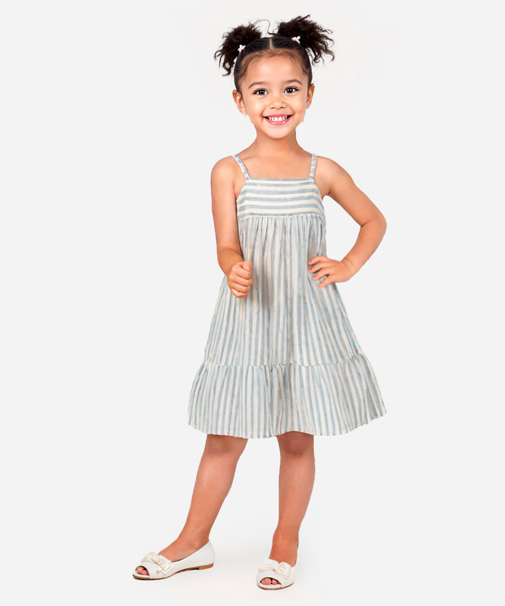 vestido midi infantil listrado colorido