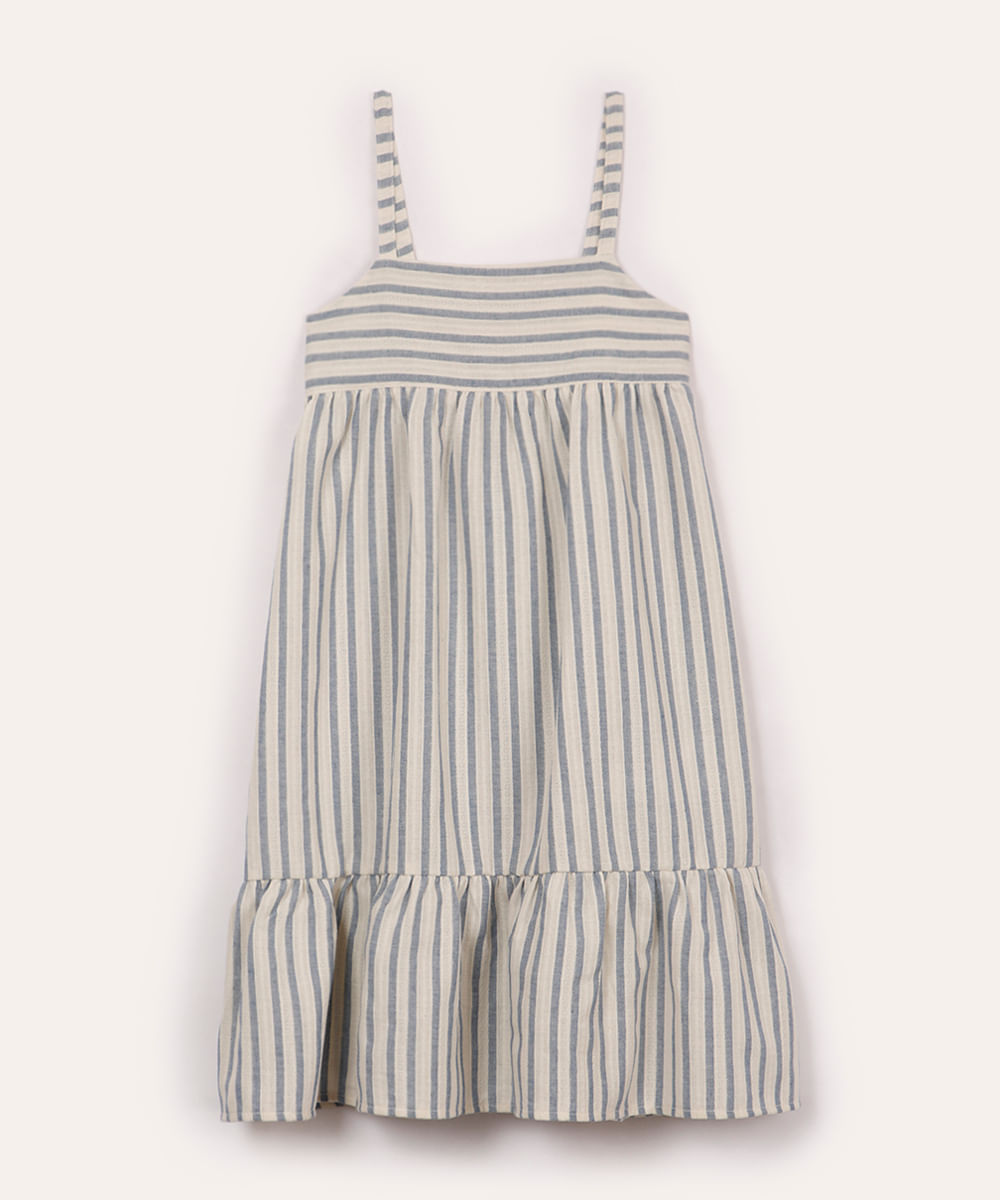 vestido midi infantil listrado colorido