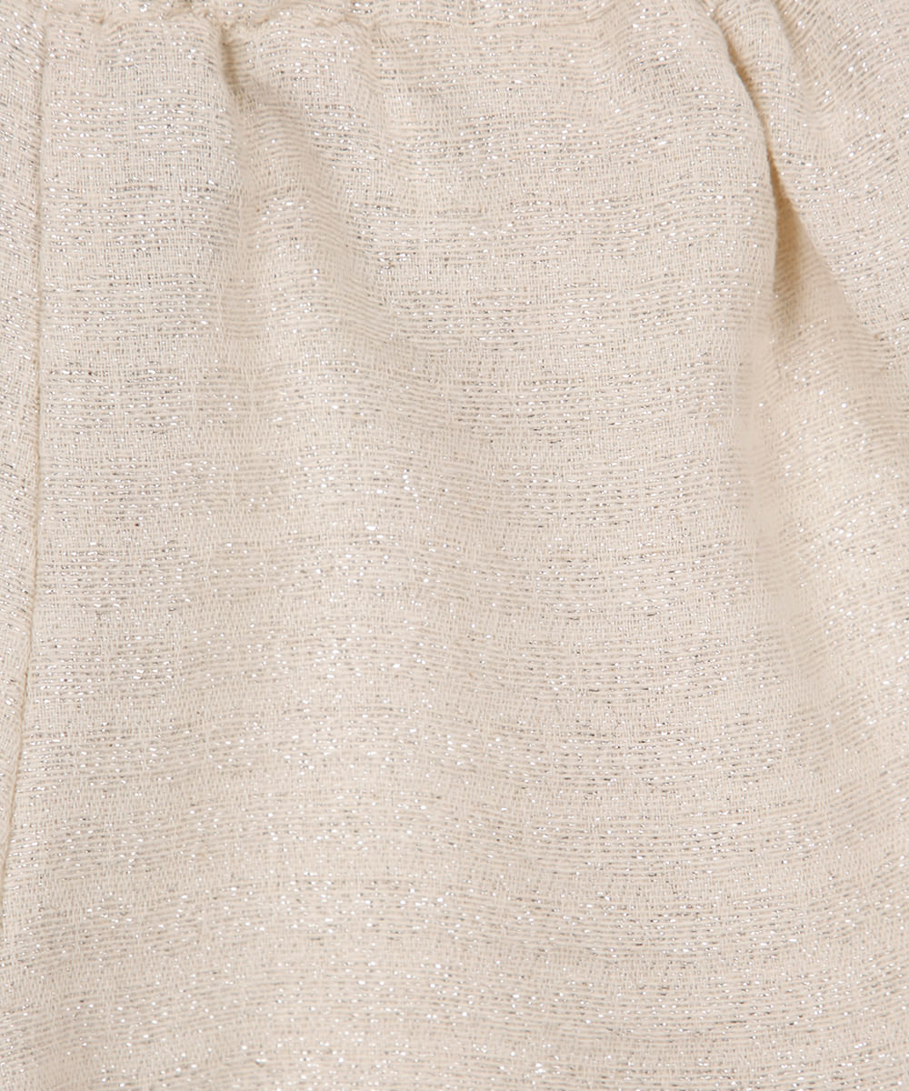 short clochard infantil com lurex bege