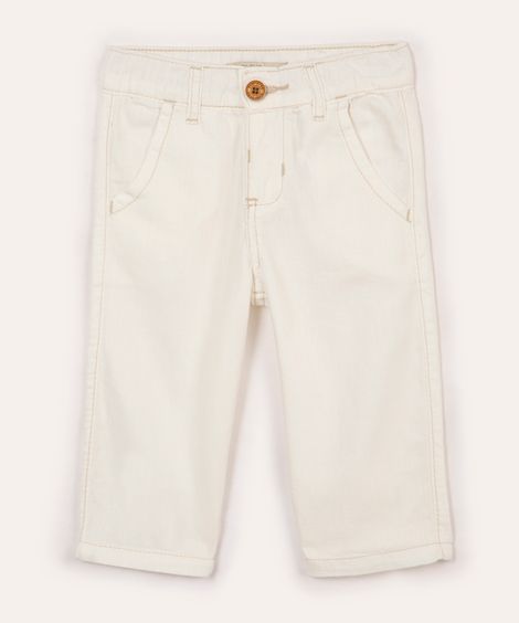 calça infantil de algodão off white