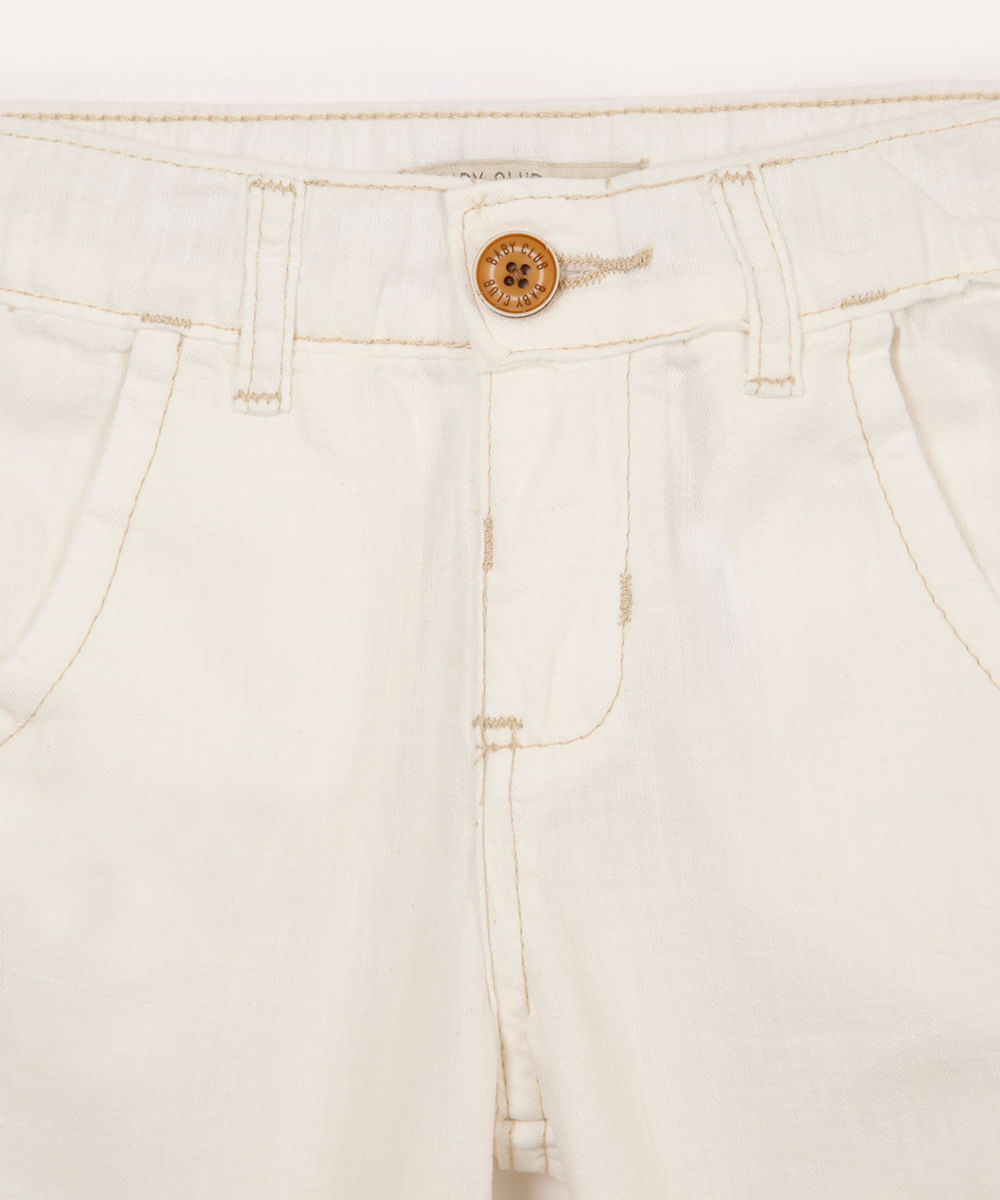 calça infantil de algodão off white