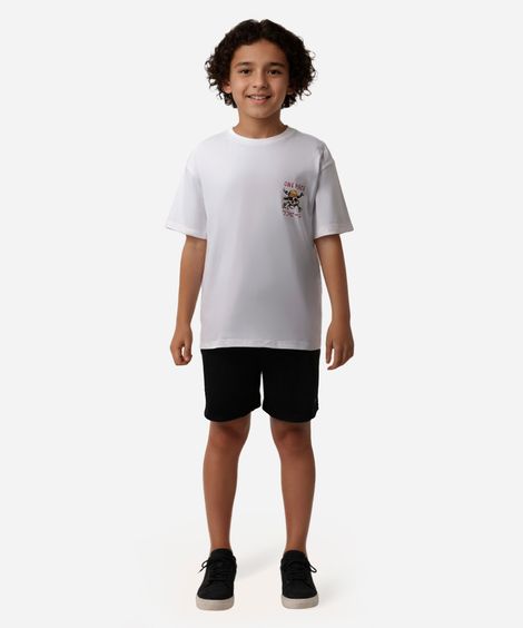 camiseta de algodão juvenil one piece off white