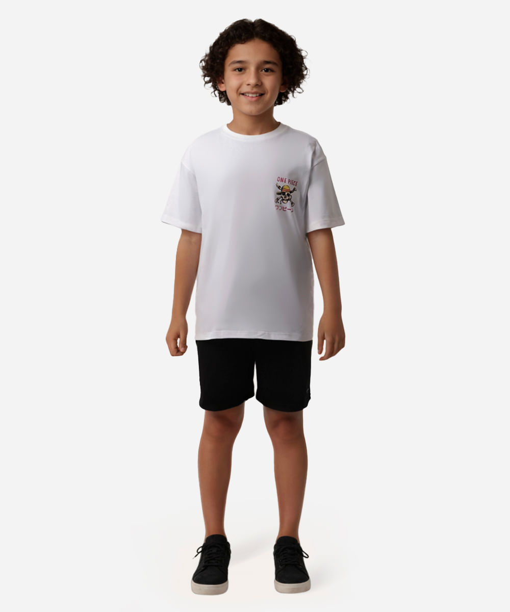 camiseta de algodão juvenil one piece off white