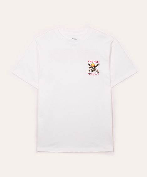 camiseta de algodão juvenil one piece off white