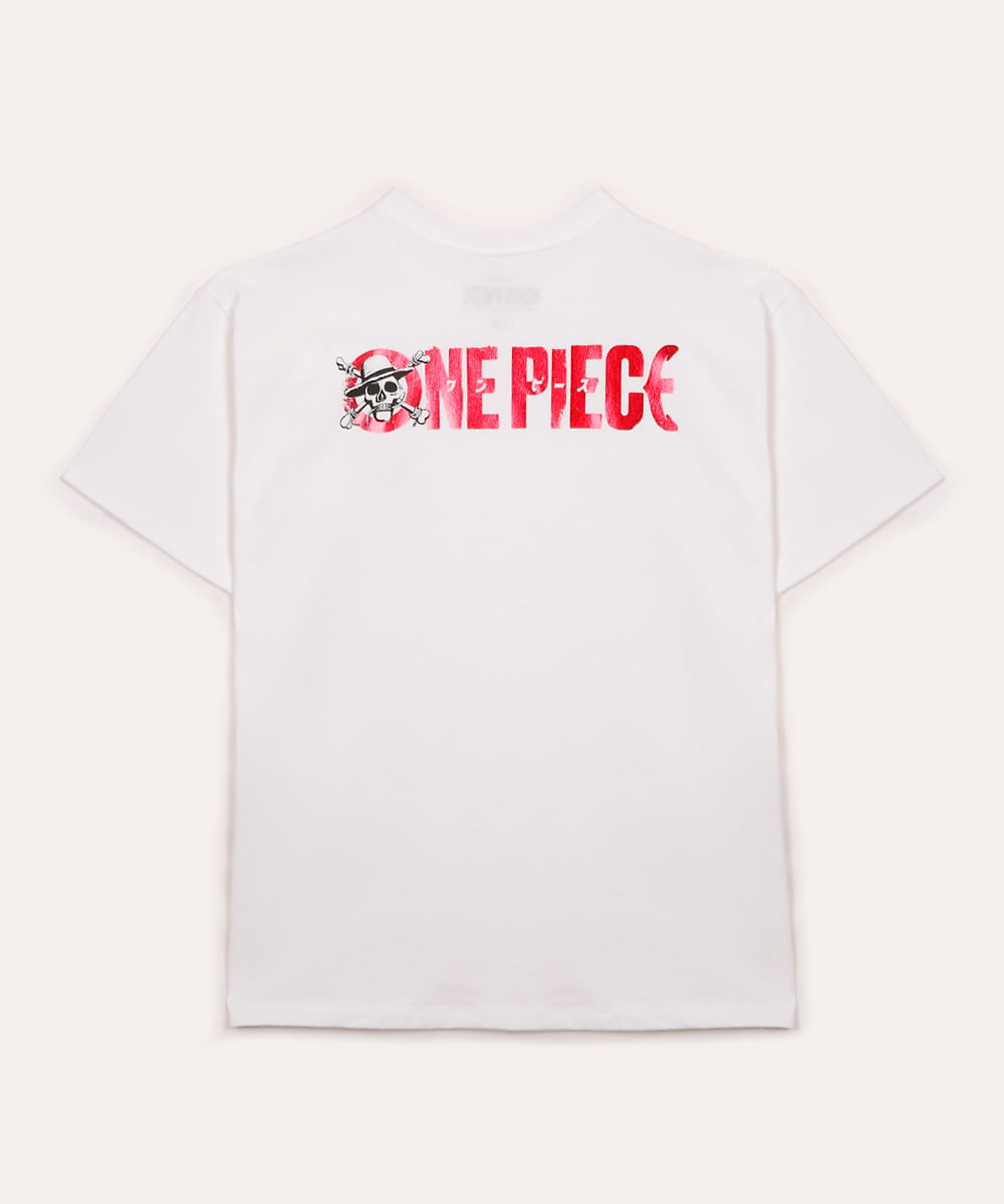 camiseta de algodão juvenil one piece off white