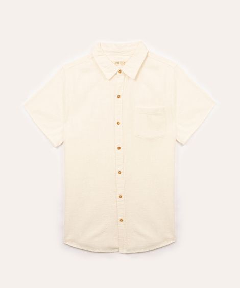camisa juvenil de algodão com bolso manga curta off white