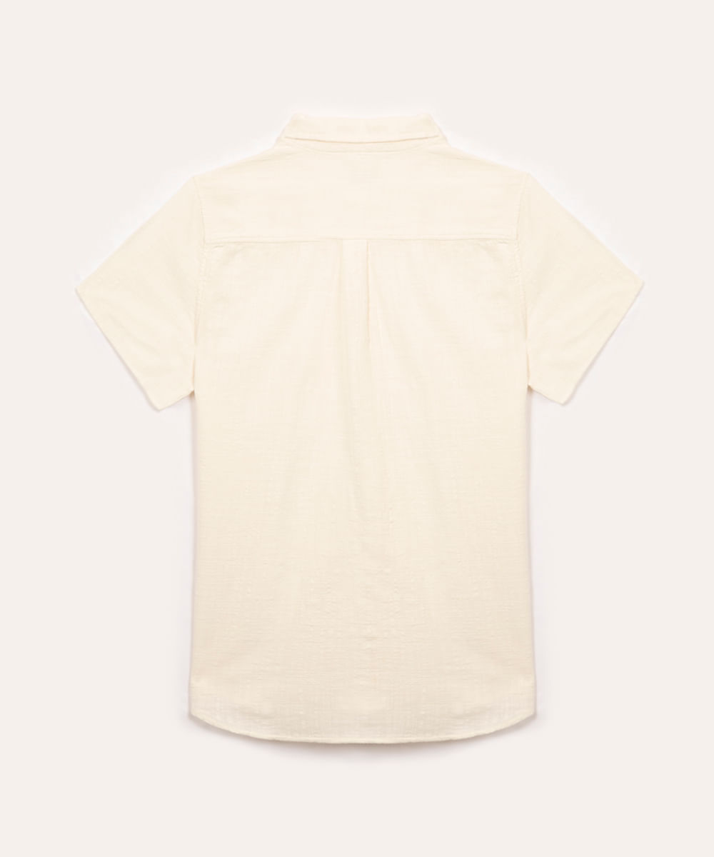 camisa juvenil de algodão com bolso manga curta off white