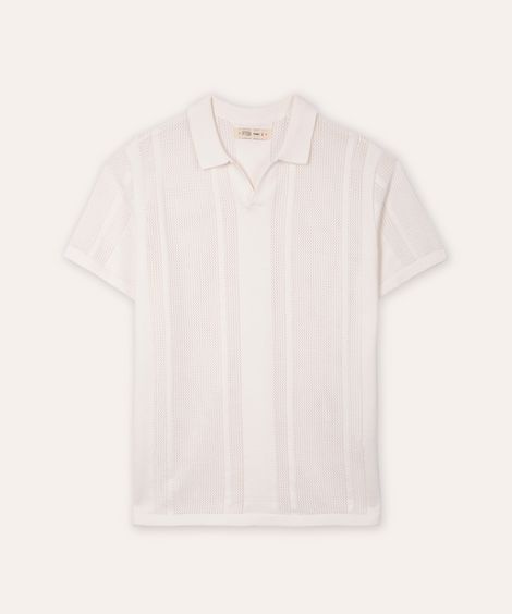 polo de tricot juvenil manga curta off white