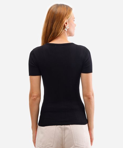 blusa com viscose canelada preta