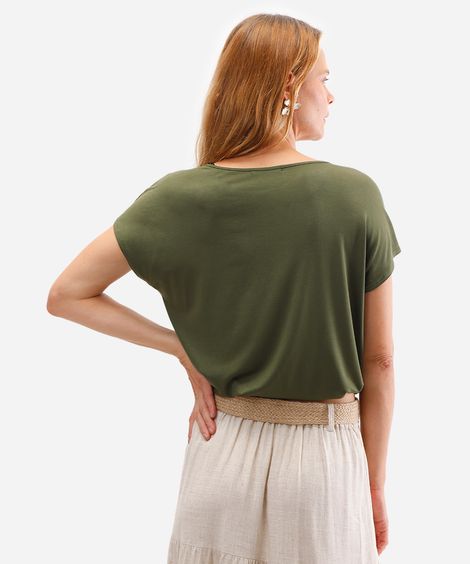 blusa feminina texturizada com amarração verde