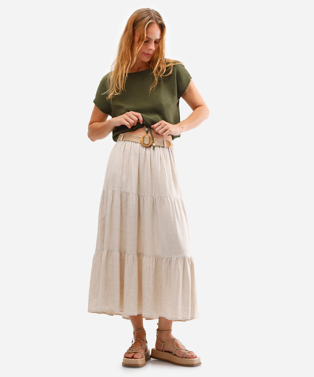 blusa feminina texturizada com amarração verde