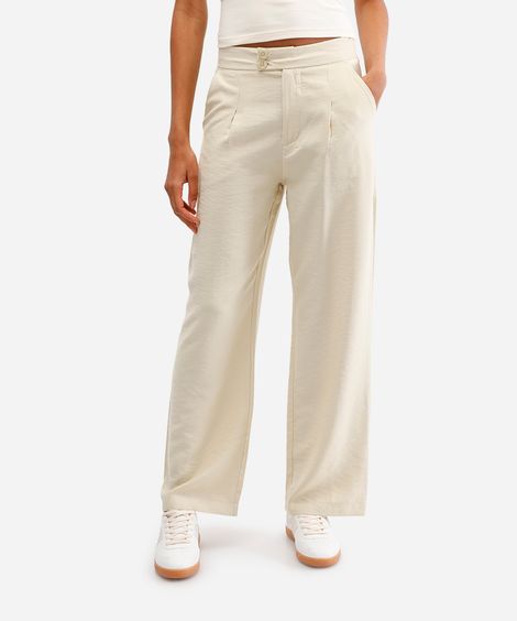 calça de alfaiataria feminina texturizada bege
