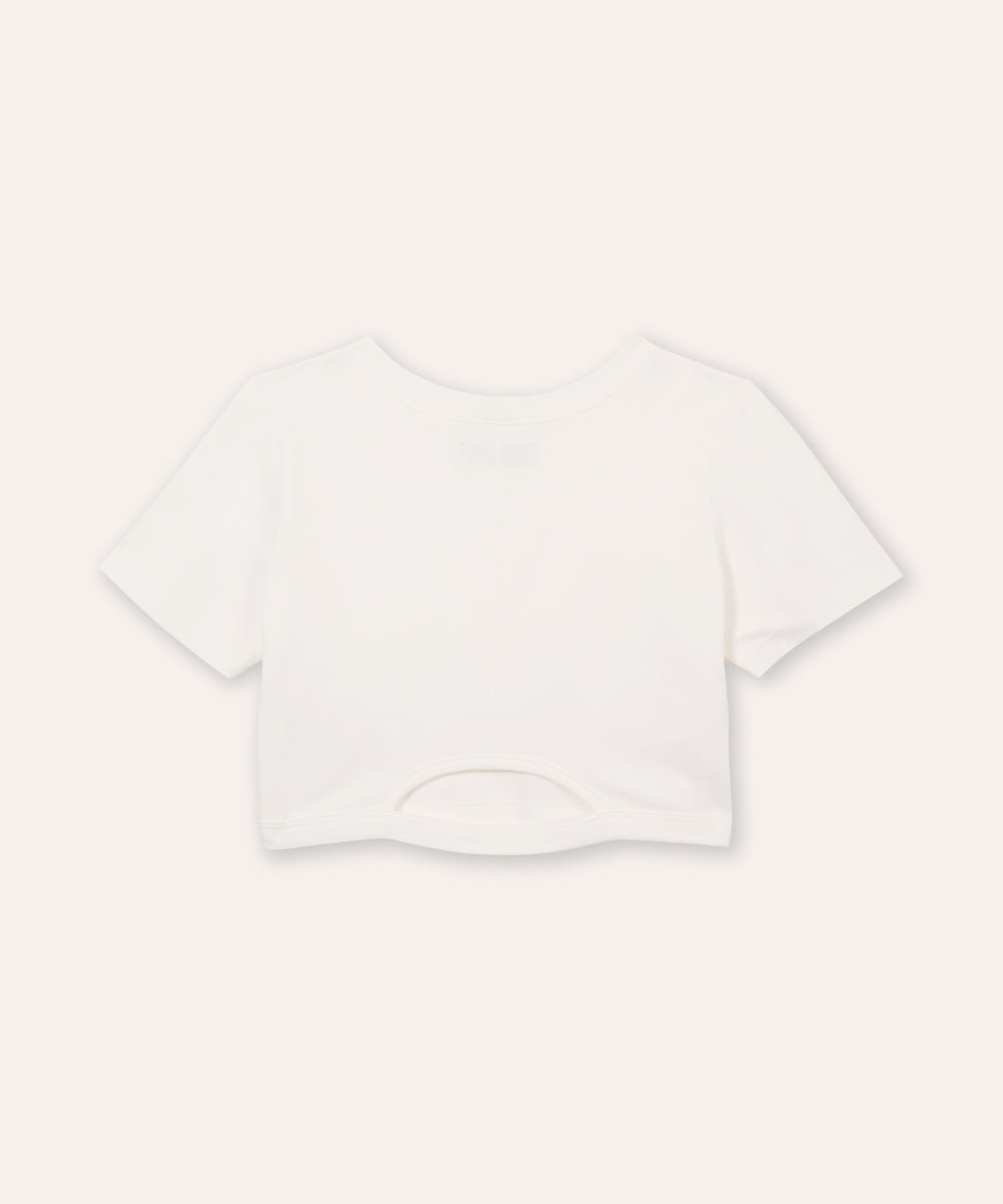 cropped de algodão juvenil com recorte nas costas off white