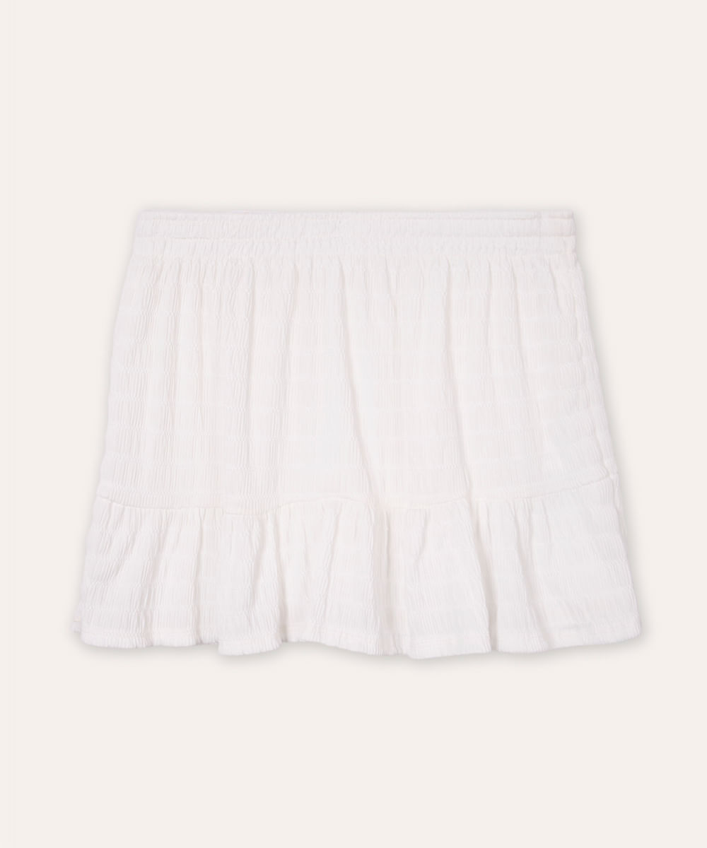 saia curta juvenil texturizada off white