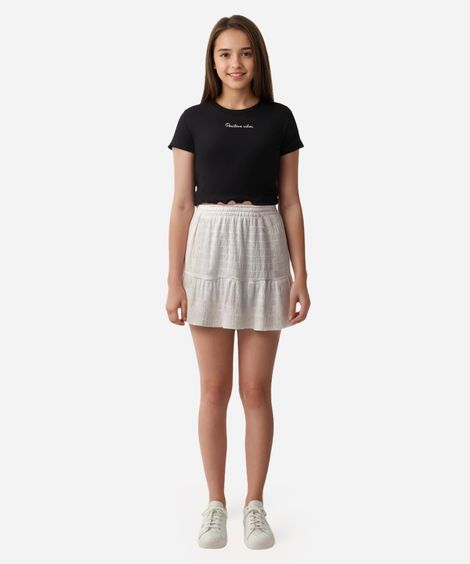 cropped juvenil manga curta positive vibes preto