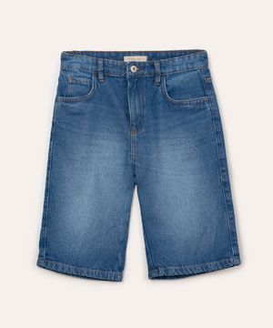 bermuda jeans juvenil com bolso azul médio azul