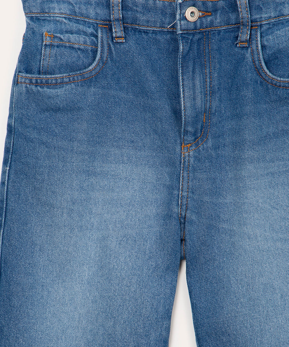 bermuda jeans juvenil com bolso azul médio azul