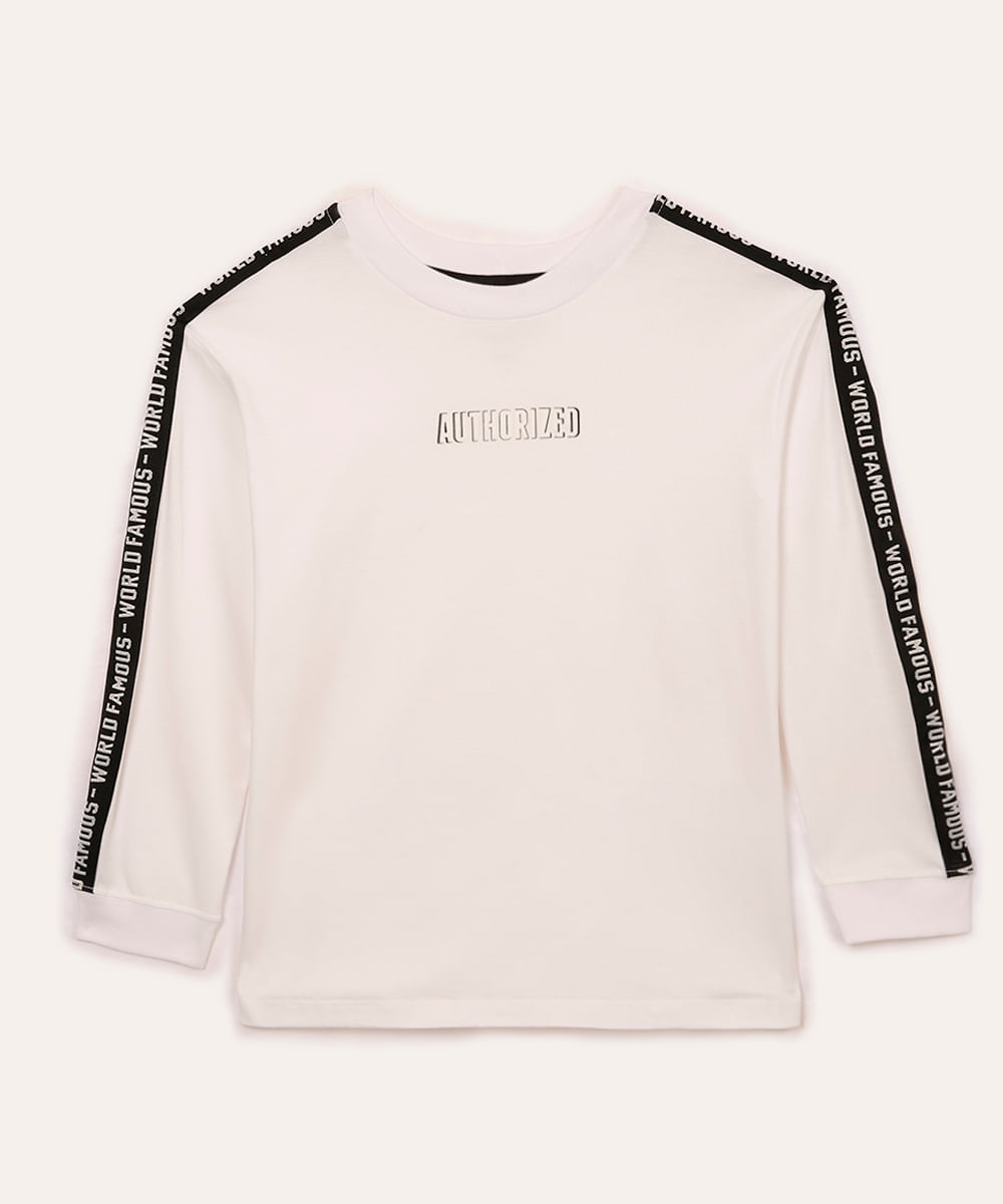 camiseta de algodão juvenil authorized branca