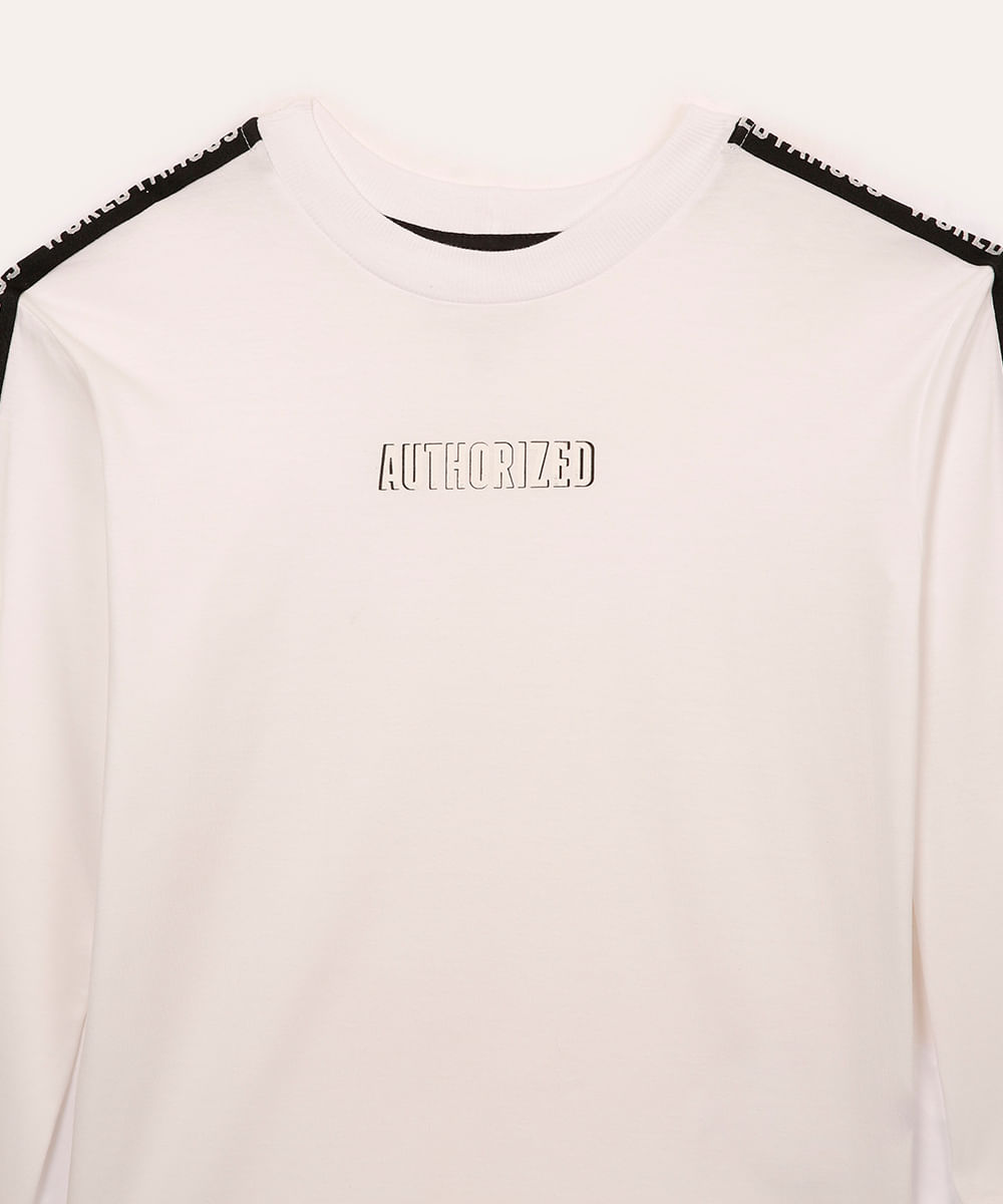camiseta de algodão juvenil authorized branca