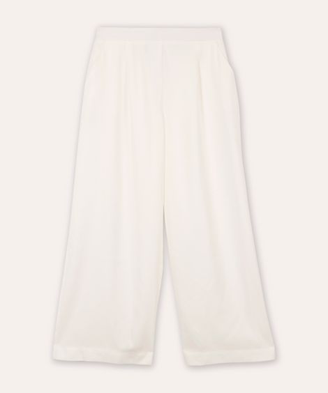 calça wide leg juvenil de alfaiataria off white