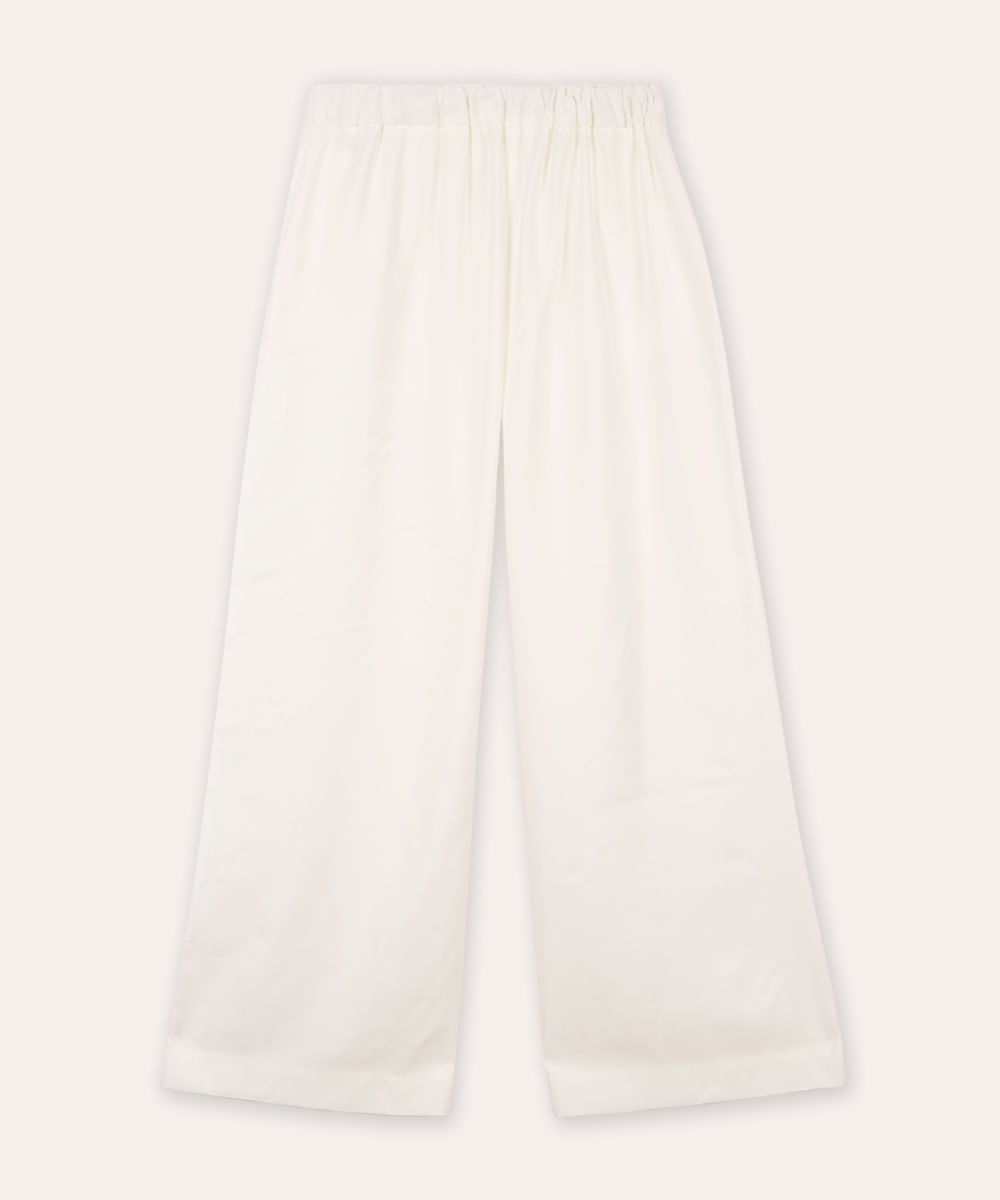 calça wide leg juvenil de alfaiataria off white