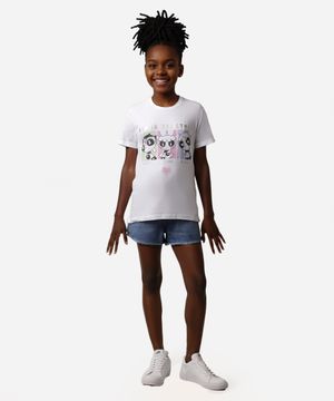 camiseta juvenil meninas super poderosas off white