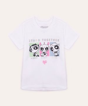 camiseta juvenil meninas super poderosas off white