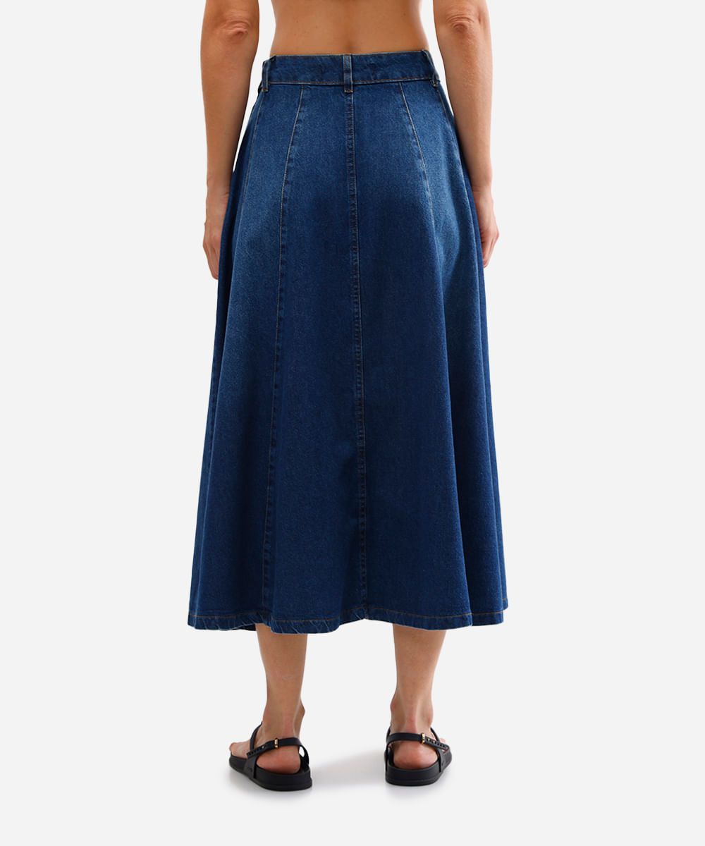 saia longa feminina jeans azul