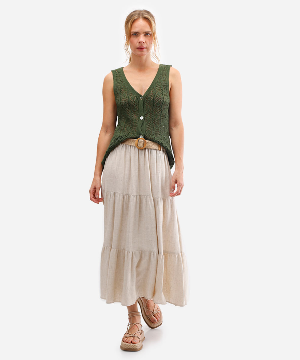 colete de tricot decote v verde