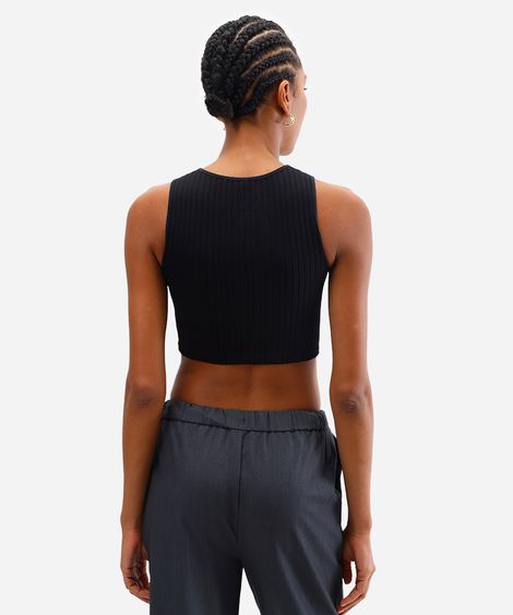 cropped básico feminino canelado preto