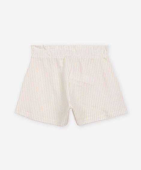 short curta de algodão listrada com laise amarelo