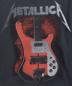 camiseta infantil de algodão metallica cinza