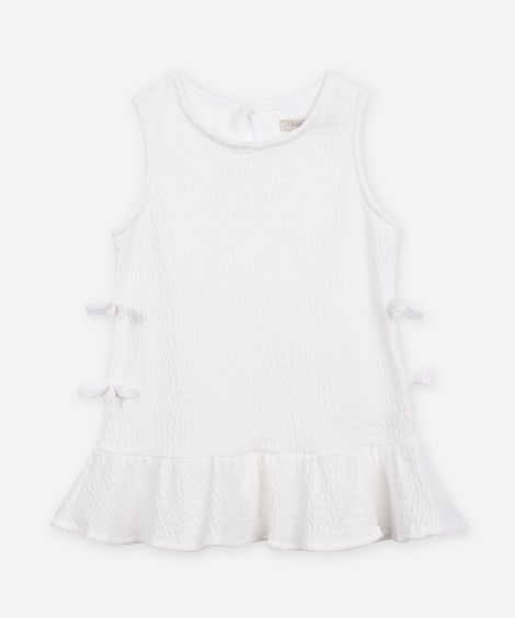 regata infantil texturizada com laço off white