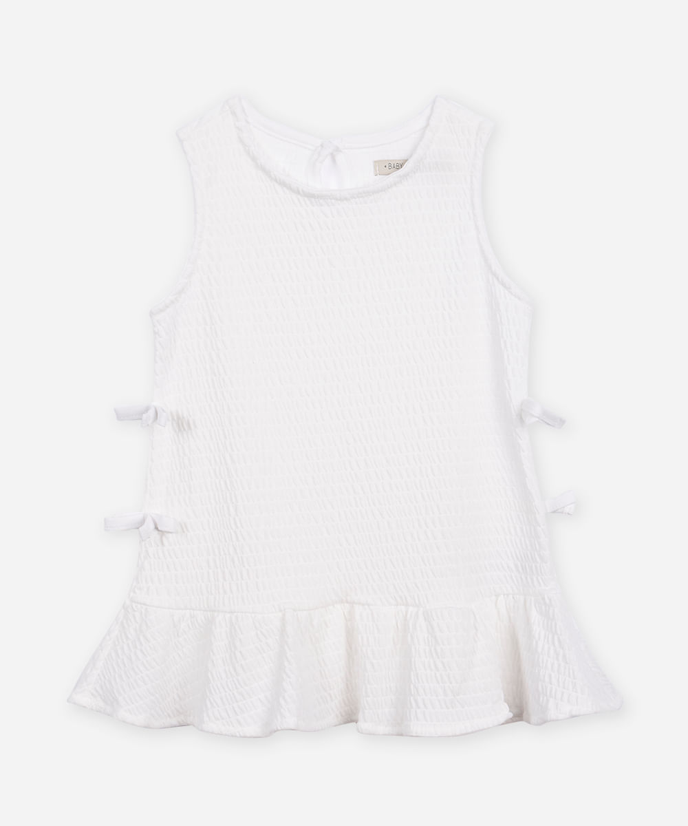 regata infantil texturizada com laço off white