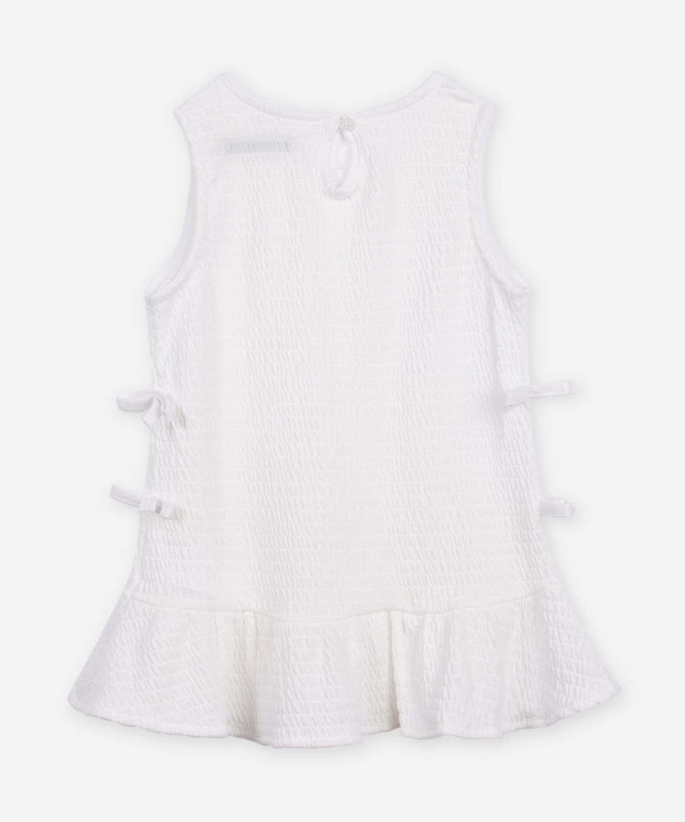 regata infantil texturizada com laço off white