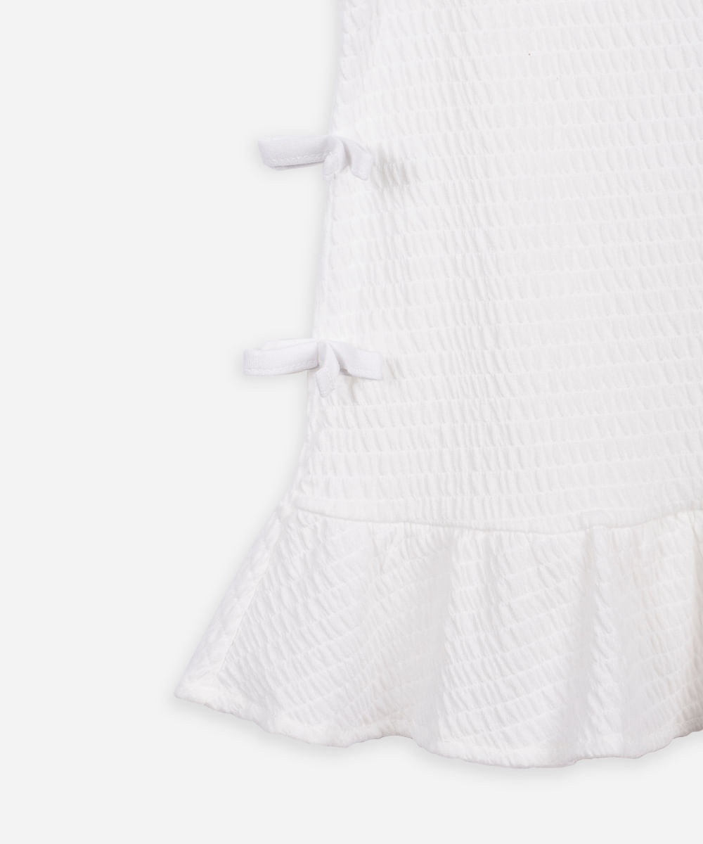 regata infantil texturizada com laço off white