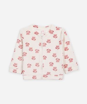jaqueta de plush infantil floral off white