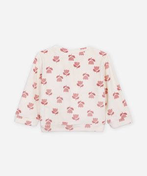 jaqueta de plush infantil floral off white