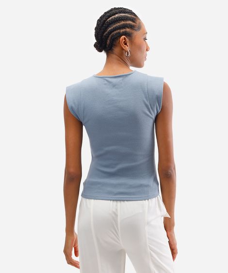 blusa muscle tee de algodão canelada - azul claro