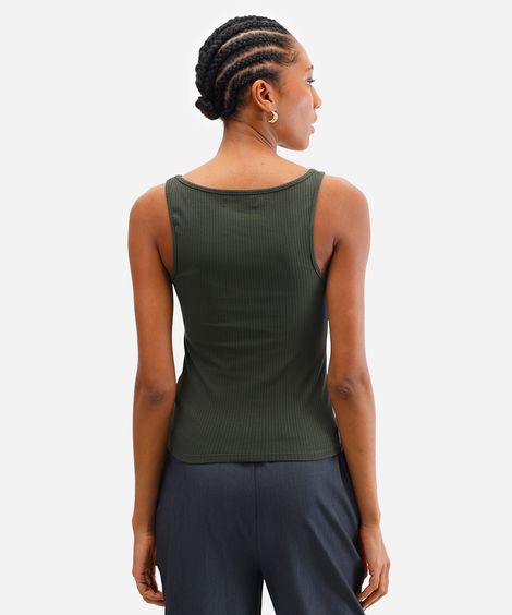 regata feminina de viscose canelada verde