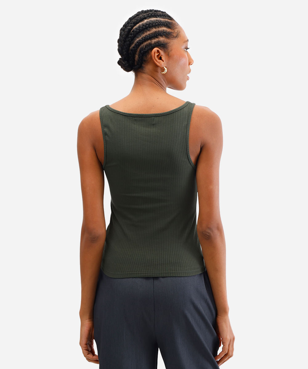 regata feminina de viscose canelada verde