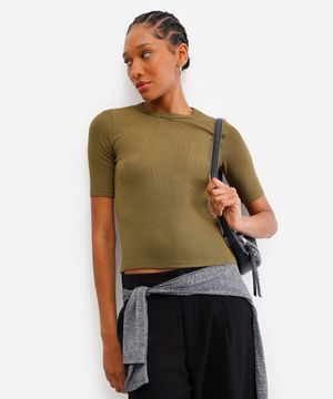 blusa feminina de viscose canelada verde