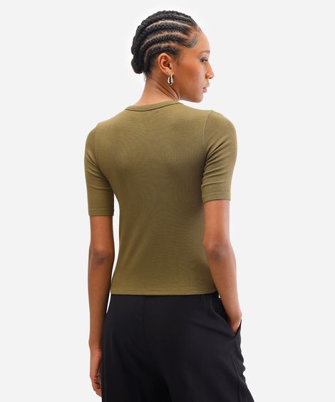 blusa feminina de viscose canelada verde
