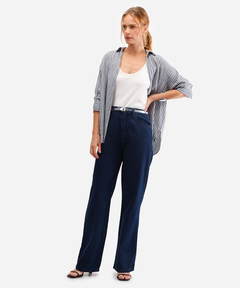 calça wide leg feminina jeans azul