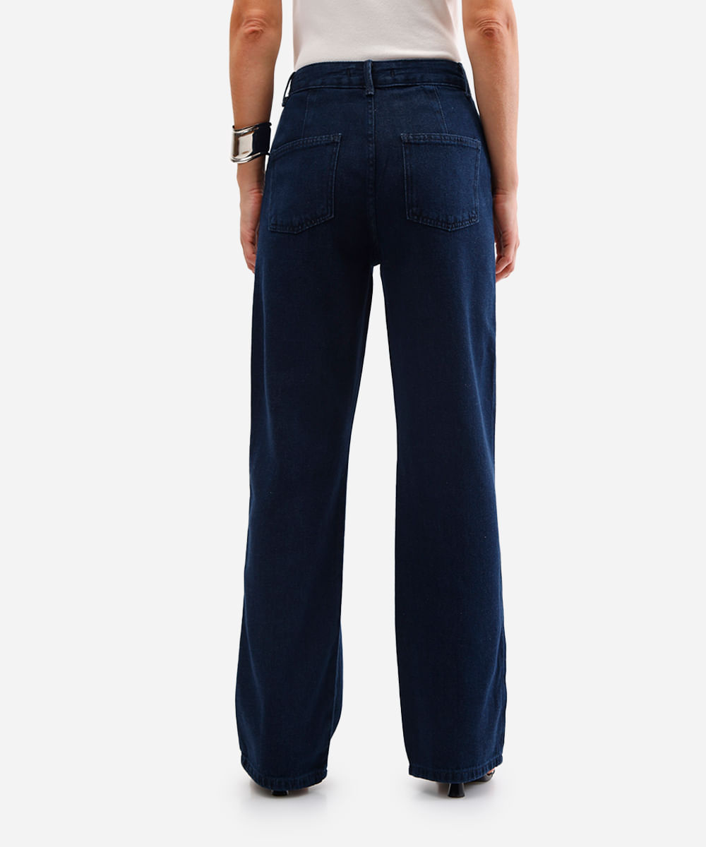 calça wide leg feminina jeans azul