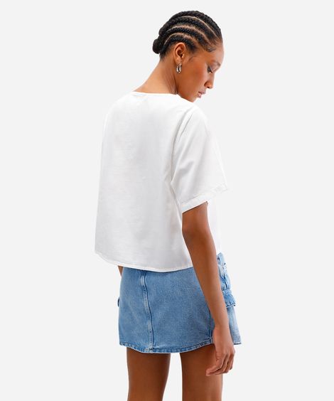 blusa feminina de liocel com amarração off white