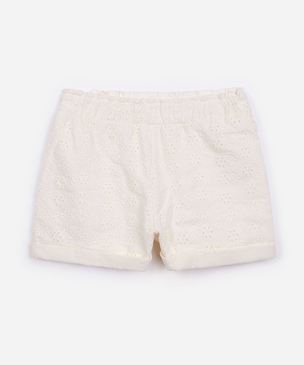 short de laise infantil curto floral off white