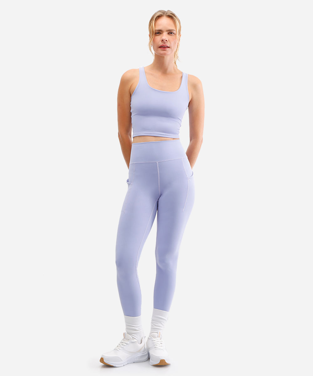 cropped feminino esportivo decote quadrado lilás