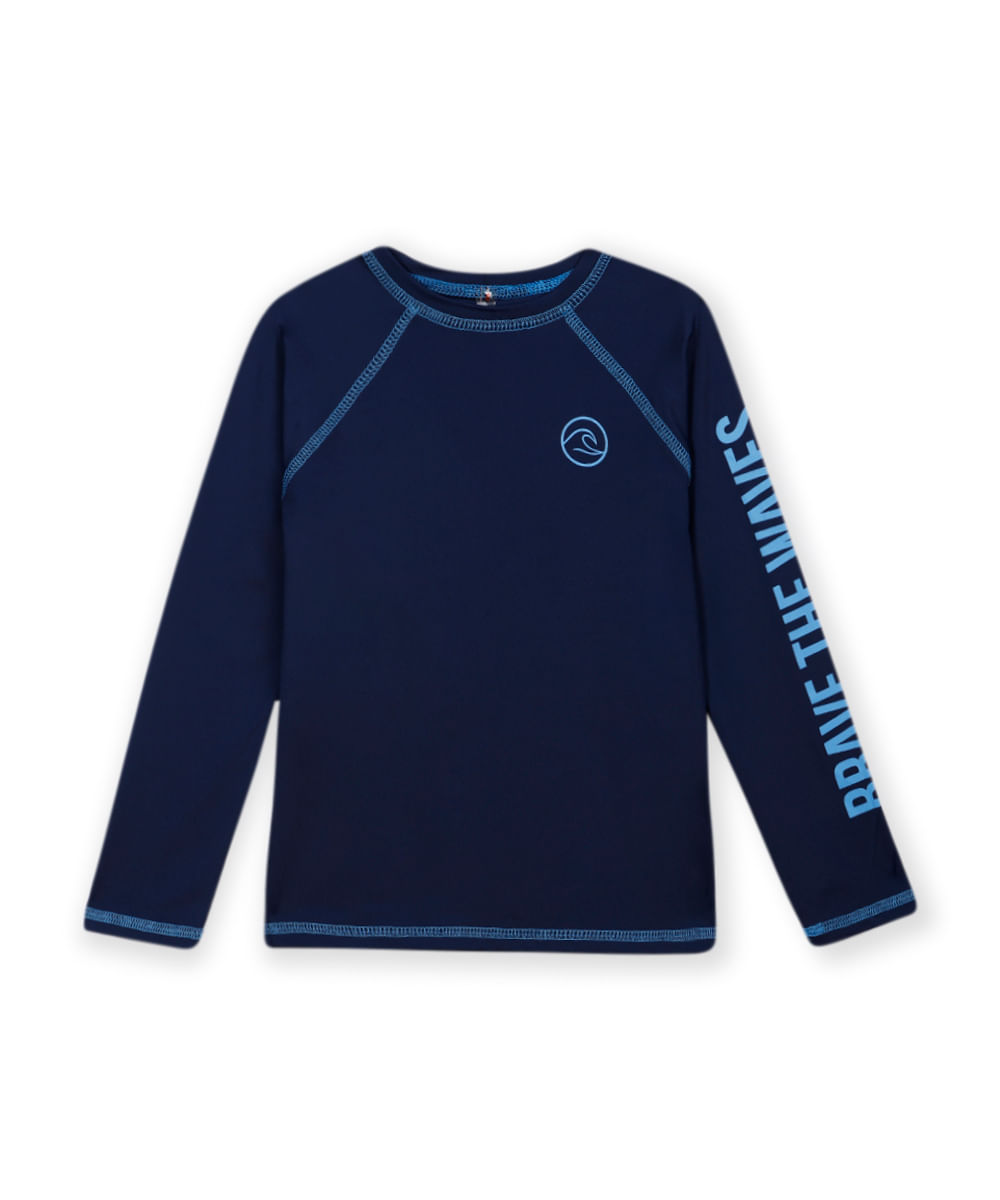 camiseta infantil manga longa proteção uv azul